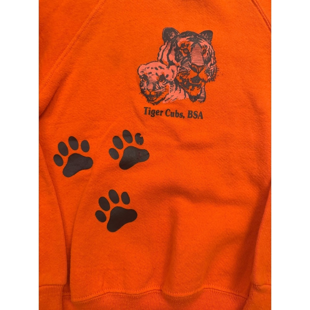 Vintage Jerzees Tiger Cubs BSA Sweatshirt Orange Kids Medium 8-10 Made in USA - Picture 3 of 5